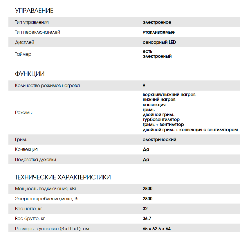 Духовой шкаф weissgauff eov 291