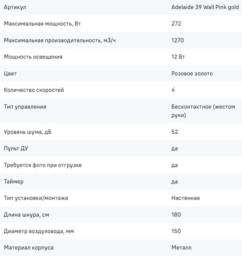 Вытяжка MAUNFELD (Маунфилд) Adelaide 39 Wall розовое золото
