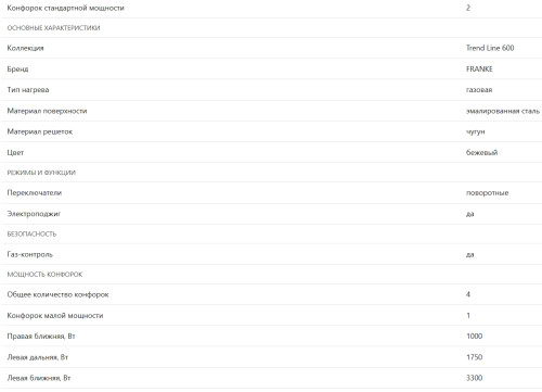 Газовая варочная панель Franke (Франке) FHTL 604 3G TC OA C