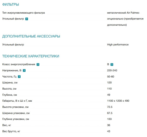 Вытяжка Falmec (Фалмек) Plane Black NRS 120 Plus
