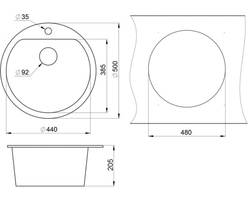 Кухонная мойка Granula (Гранула) GR-5101 bl, черный