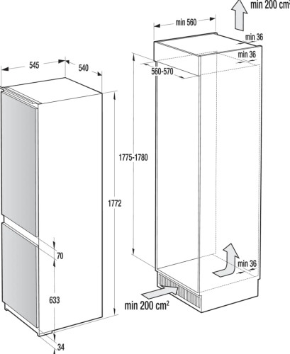 Встраиваемый холодильник Gorenje (Горенье) NRKI418FA0