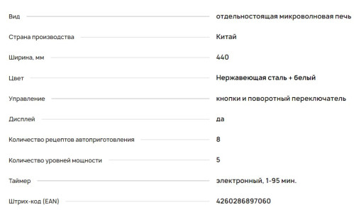 Микроволновая печь Krona (Крона) QUANTUM 44 WH/IX