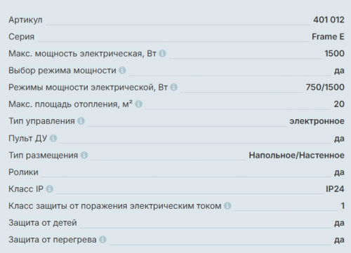Конвектор Thermex (Термекс) Frame 1500E