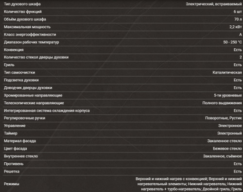Электрический духовой шкаф Hiberg (Хайберг) VM 6260 RY