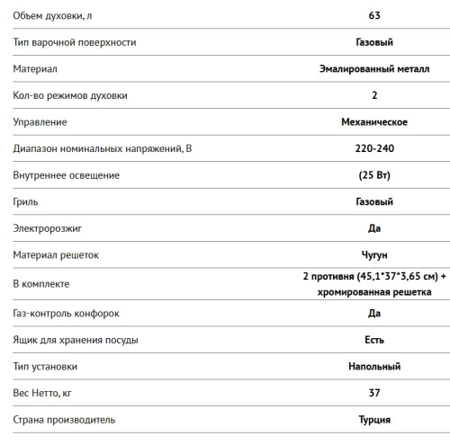 Газовая плита NORDFROST (Нордфрост) GG 6064 Gd