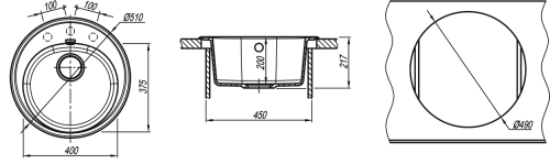 Кухонная мойка Florentina (Флорентина) Лотос 510, черный