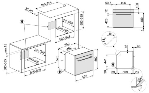 Электрический духовой шкаф Smeg (Смег) SOP6602TNR