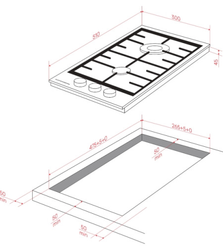 Газовая варочная панель Kuppersberg (Куперсберг) FG 36 W