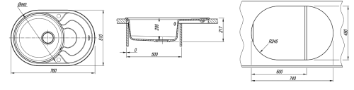 Кухонная мойка Florentina (Флорентина) Родос 760, черный