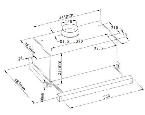 Встраиваемая вытяжка Evelux (Эвелюкс) Tel 50 W