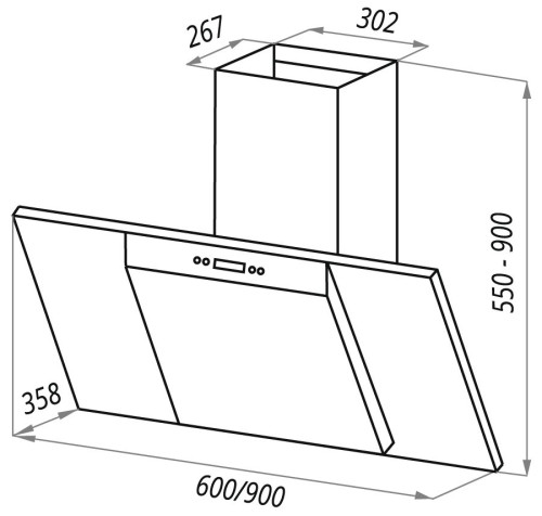 Вытяжка MAUNFELD (Маунфилд) Gloria 90 нержавейка черное