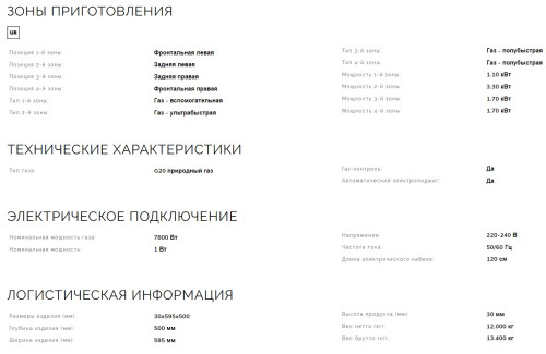 Газовая варочная панель Smeg (Смег) SR964PGH