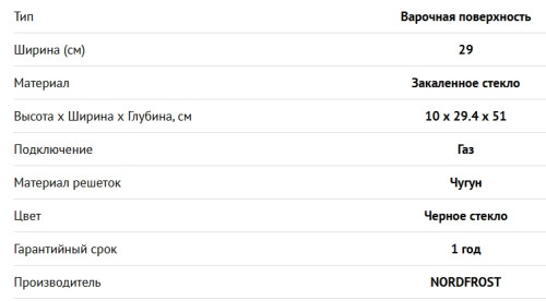Газовая варочная панель NORDFROST (Нордфрост) HM 3023 B
