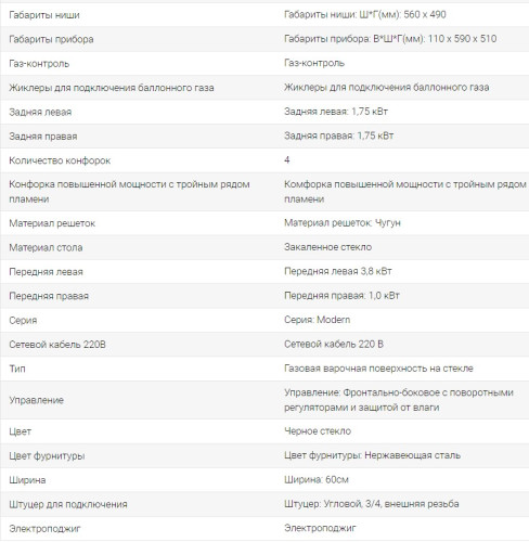 Газовая варочная панель Midea (Мидея) MG696TGB