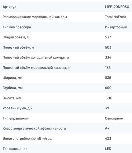 Холодильник MAUNFELD (Маунфилд) MFF190NFDSX