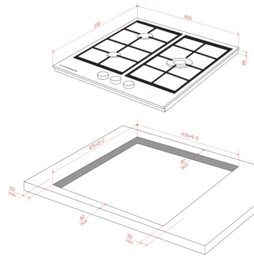 Газовая варочная панель Kuppersberg (Куперсберг) FG 46 B