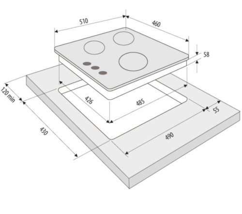 Газовая варочная панель Krona (Крона) FIERO 45 BL