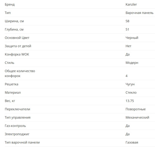 Газовая варочная панель KANZLER (Канцлер) KM 536 B
