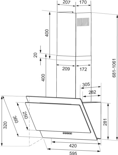 Вытяжка Krona (Крона) VENERA 600 black PB