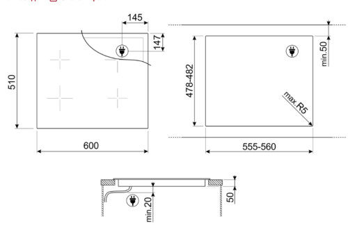 Индукционная варочная панель Smeg (Смег) SIM3644N