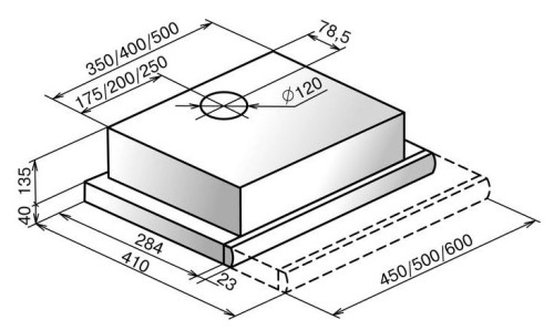 Встраиваемая вытяжка Elikor (Эликор) Интегра 50 черный/нерж