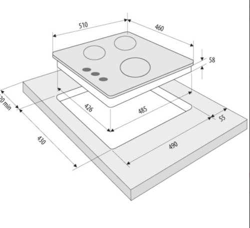 Газовая варочная панель Krona (Крона) FIERO 45 WH