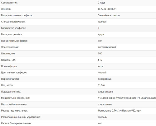 Газовая варочная панель Weissgauff (Вайсгауф) HG 640 BGh