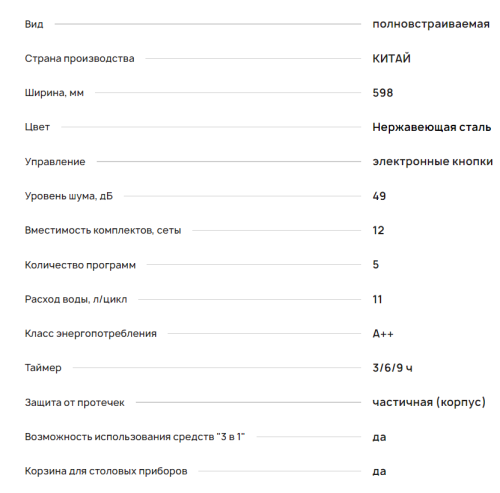 Встраиваемая посудомоечная машина Krona (Крона) GARDA 60 BI