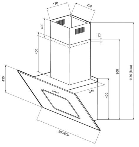 Вытяжка Krona (Крона) KIRSA 500 white/white glass