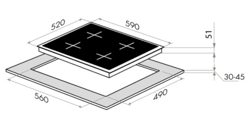 Комбинированная варочная панель MAUNFELD (Маунфилд) EEHE.642VC.3CB/KG