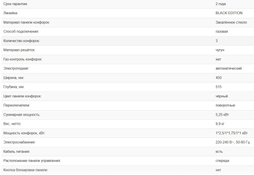 Газовая варочная панель Weissgauff (Вайсгауф) HG 453 BGV