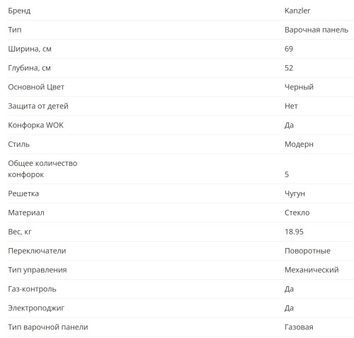 Газовая варочная панель KANZLER (Канцлер) KG 507 S