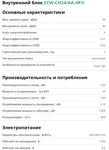 Сплит-система Ecoclima (Экоклима) ECW-CH24/AA-4R1