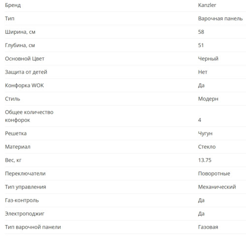 Газовая варочная панель KANZLER (Канцлер) KM 536 S