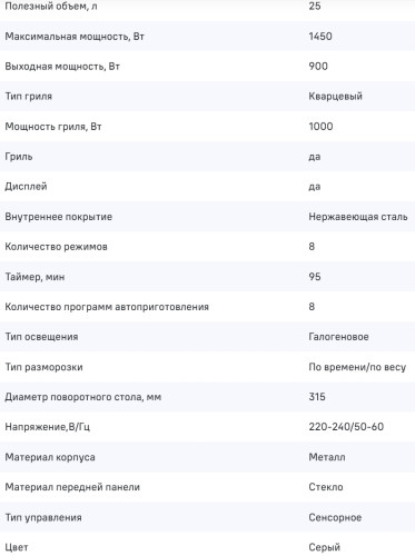 Встраиваемая микроволновая печь MAUNFELD (Маунфилд) MBMO.25.7GG