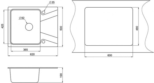 Кухонная мойка GRANULA (Гранула) GR-6201 брют