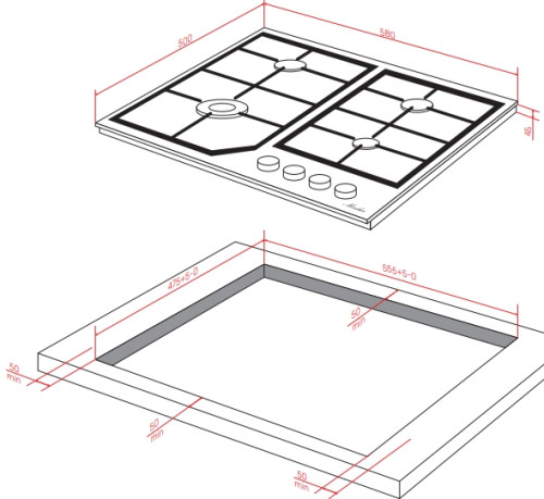 Газовая варочная панель MONSHER (Моншер) MSG 63 Acier