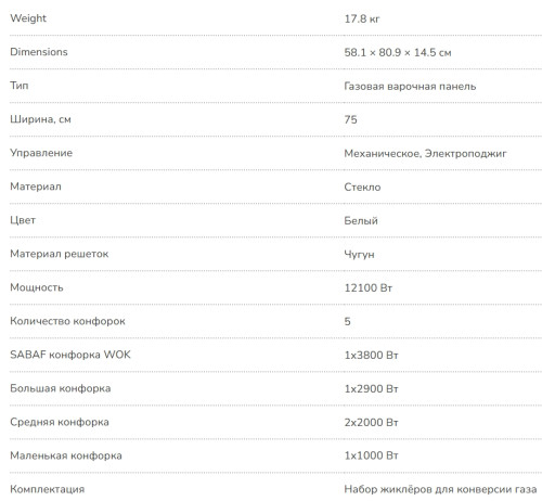 Газовая варочная панель MILLEN (Миллен) MGHGD 7501 WH