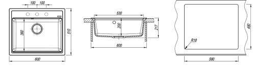 Кухонная мойка Florentina (Флорентина) Липси 600, мокко