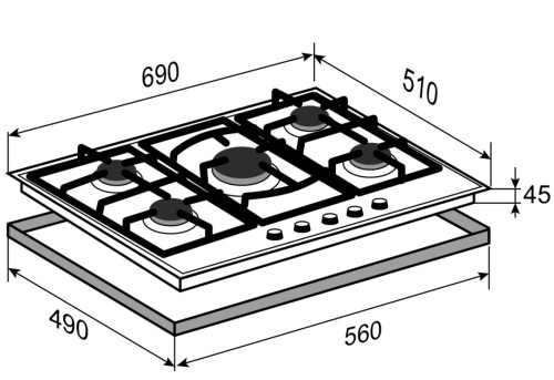 Газовая варочная панель Zigmund-Shtain (Зигмунд-Штайн) G 16.7 X