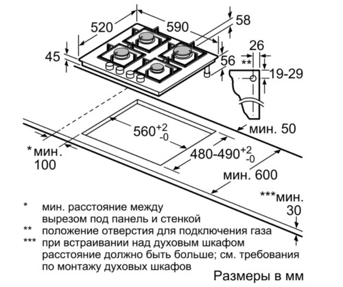 Газовая варочная панель Bosch (Бош) PPP6A4B90R
