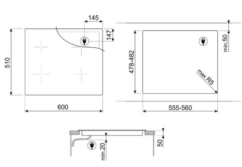 Индукционная варочная панель Smeg (Смег) SIM3644D
