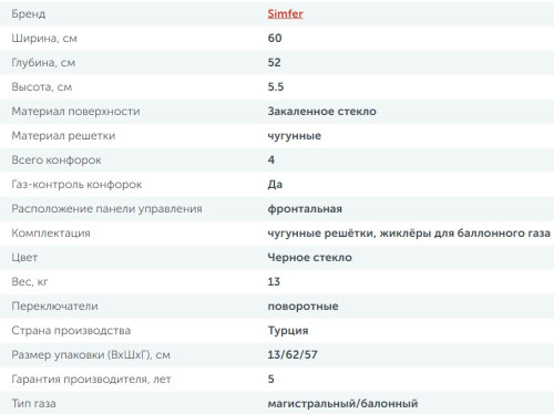 Комбинированная варочная панель Simfer (Симфер) H60N26S516