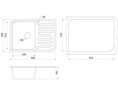 Кухонная мойка Granula (Гранула) GR-7001 sa, песок