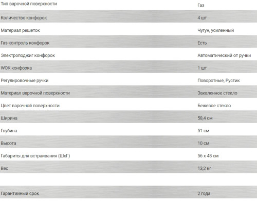 Газовая варочная панель Hiberg (Хайберг) VM 6044 RY