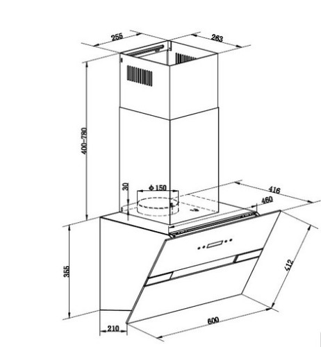 Вытяжка MAUNFELD (Маунфилд) Mersey 60 нержавеющая сталь/белое стекло