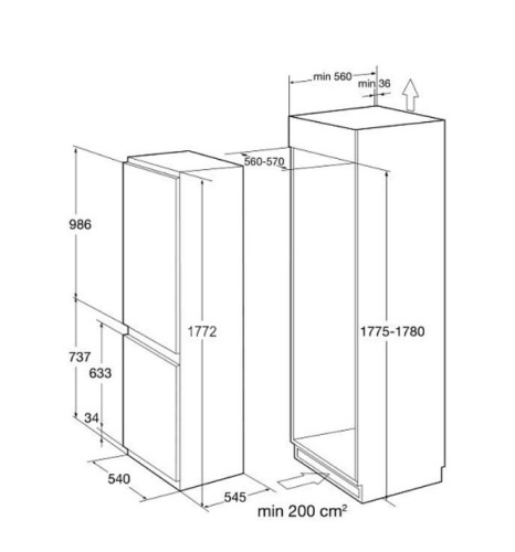 Встаиваемый холодильник Korting (Кёртинг) KSI 17887 CNFZ