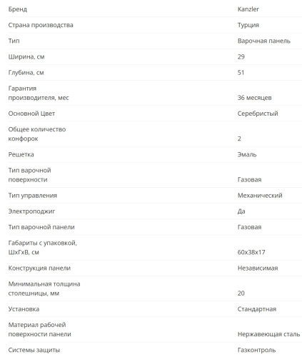 Газовая варочная панель KANZLER (Канцлер) KM 523 E