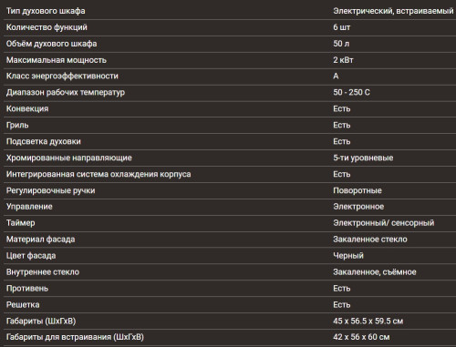 Электрический духовой шкаф Hiberg (Хайберг) VM 4260 B